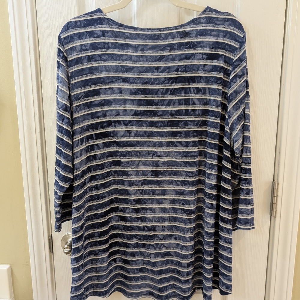 Ruby Rd. Navy and White Striped Tunic - Picture 3 of 3